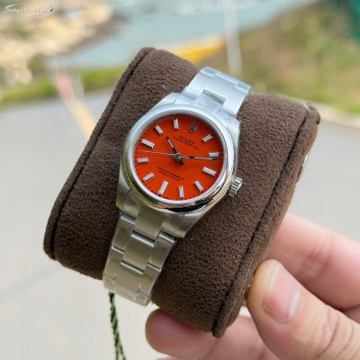 N Factory Rolex Oyster Perpetual Replica with Oyster Bracelet 31mm 2232 Movement Ice Blue Luminious Red Dial Watch